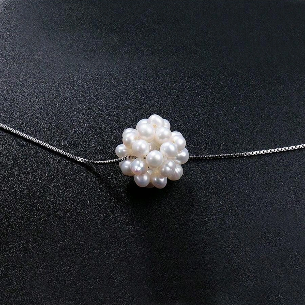 freshwater pearl pendant flower shape silver chain necklace jewelry gifts